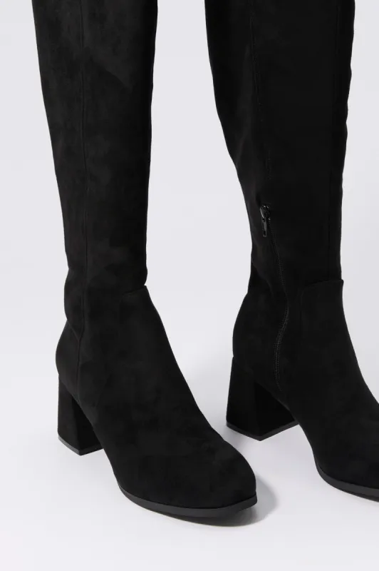 Faux Suede Knee High Heeled Boot sold by Charlotte Russe