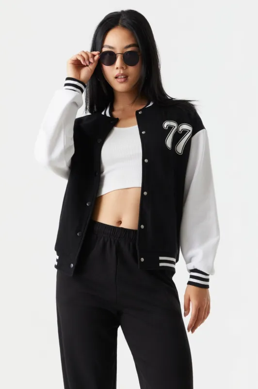 Fearless Graphic Oversized Varsity Jacket sold by Charlotte Russe