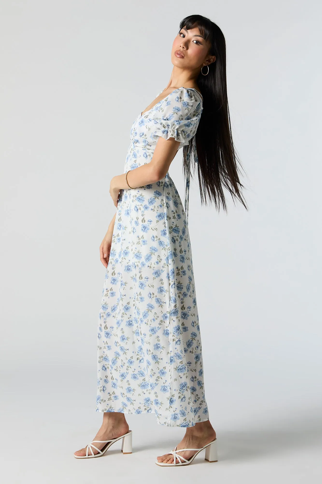 Floral Self-Tie Back Midi Dress sold by Charlotte Russe product image thumbnail 2
