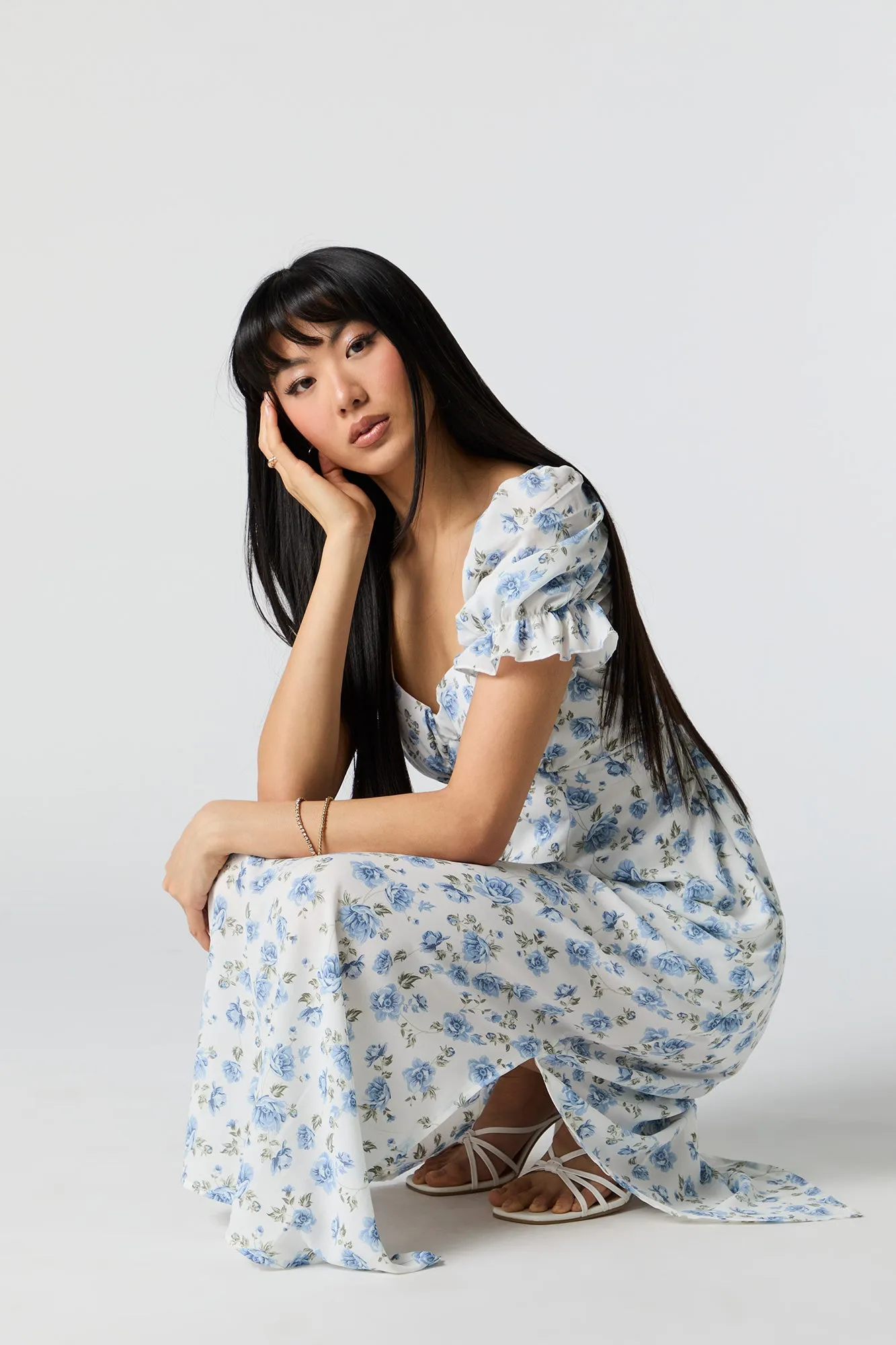 Floral Self-Tie Back Midi Dress sold by Charlotte Russe