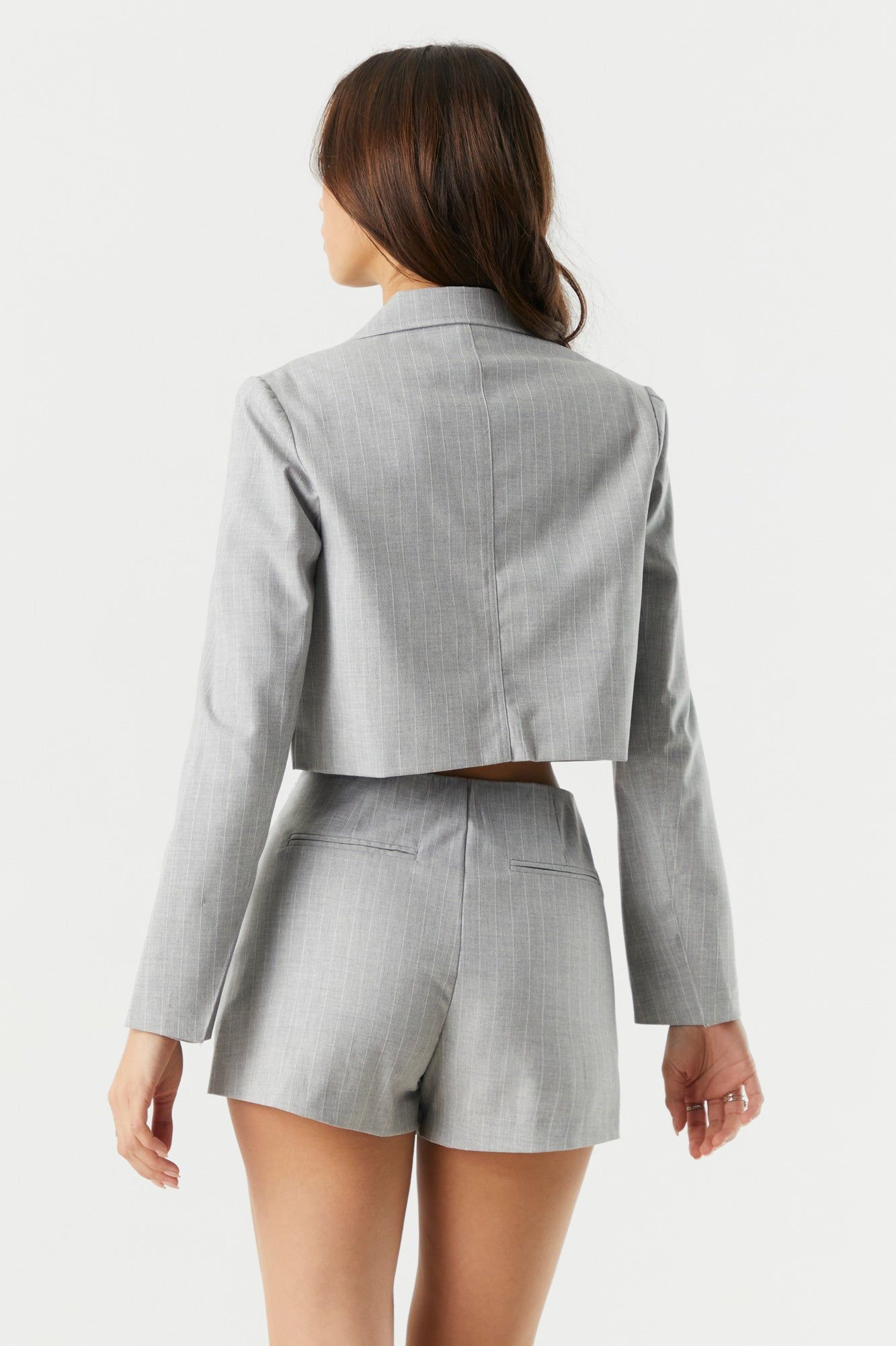 Pinstripe Boxy Cropped Blazer sold by Charlotte Russe product image thumbnail 2