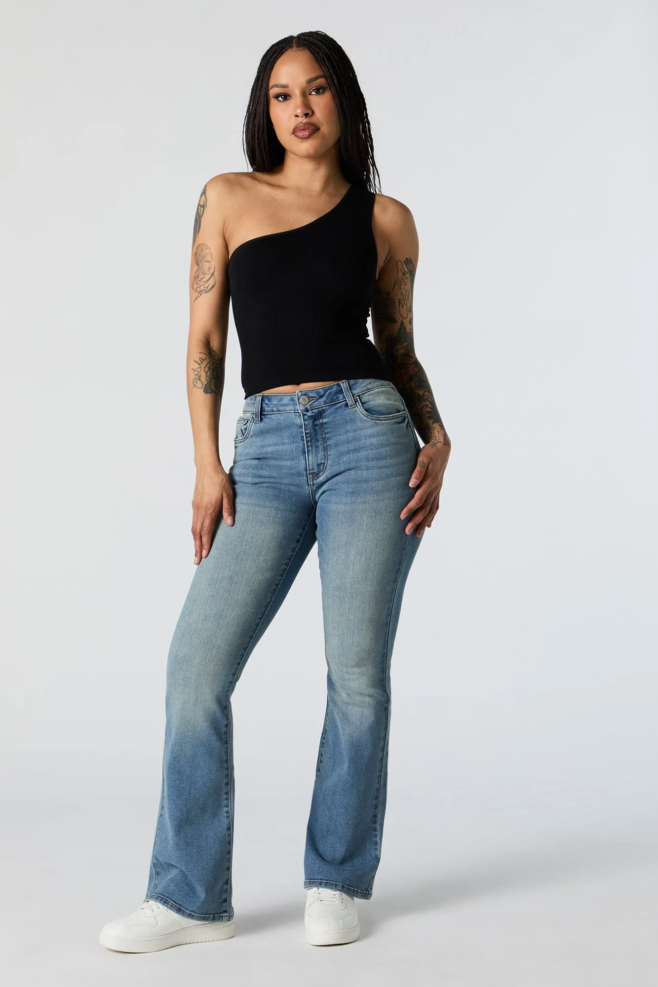 Austin Vintage Medium Wash Low Rise Flare Jean sold by Charlotte Russe