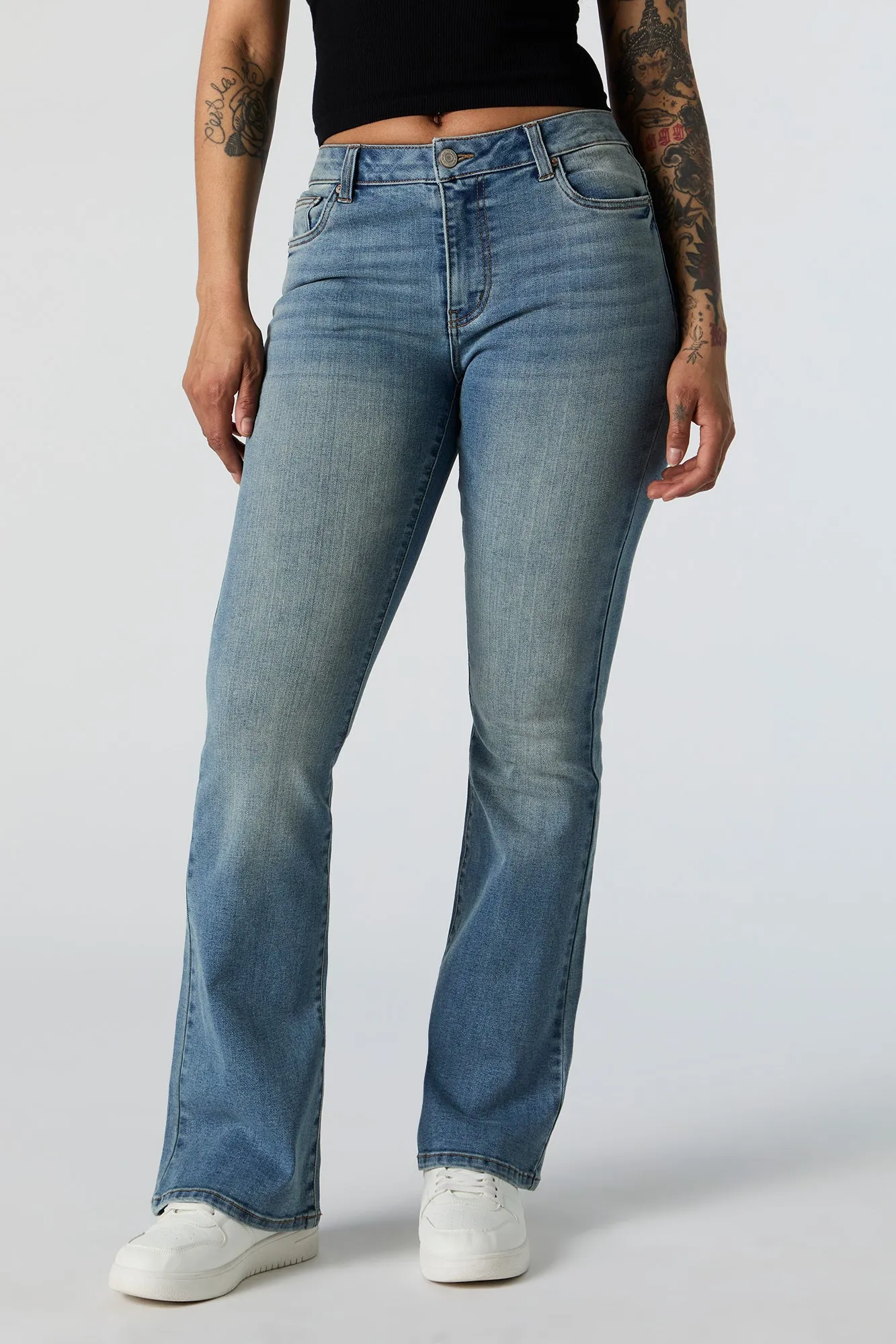 Austin Vintage Medium Wash Low Rise Flare Jean sold by Charlotte Russe product image thumbnail 2