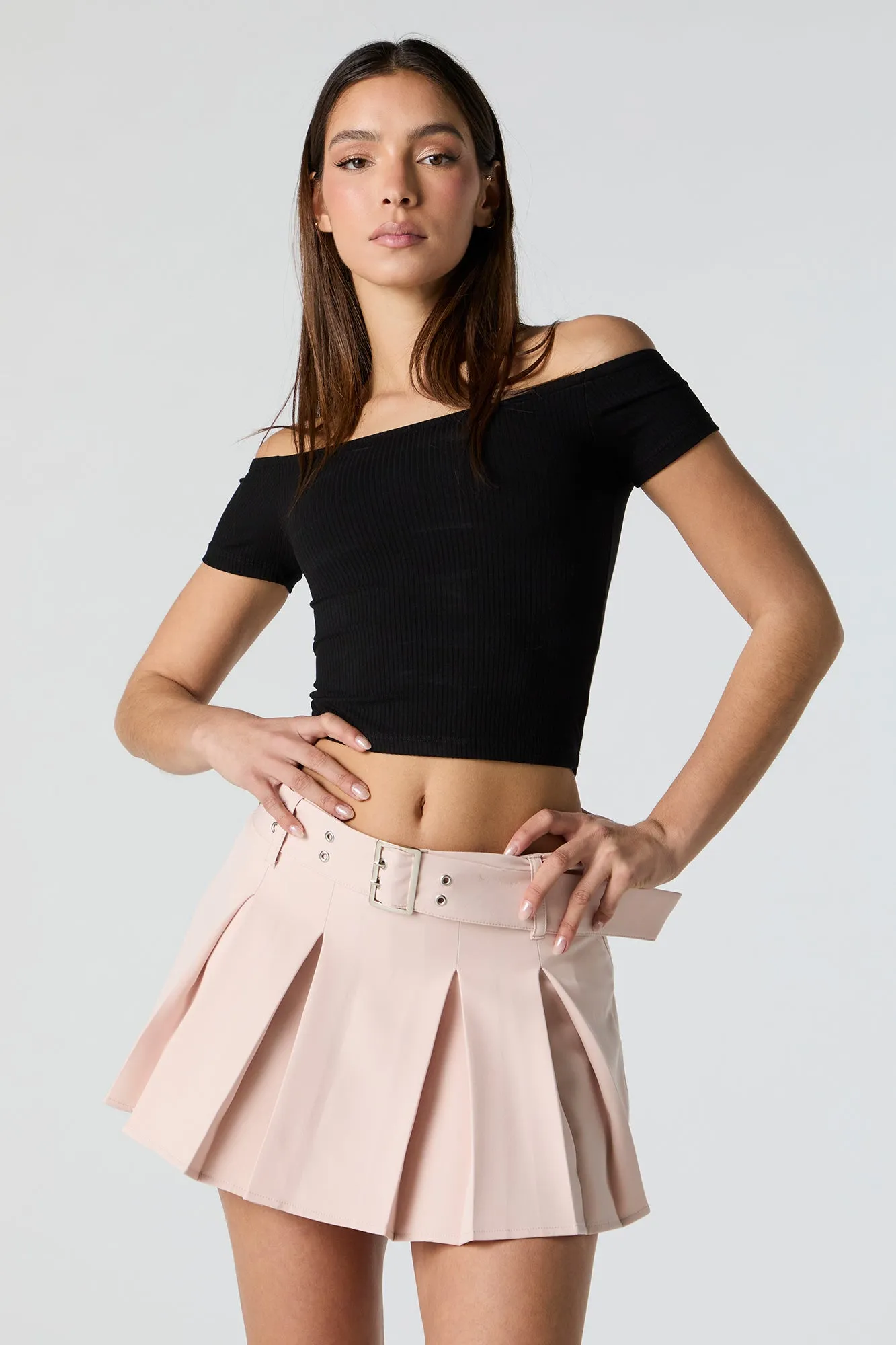 Pleated Belted Mini Skort sold by Charlotte Russe product image thumbnail 5