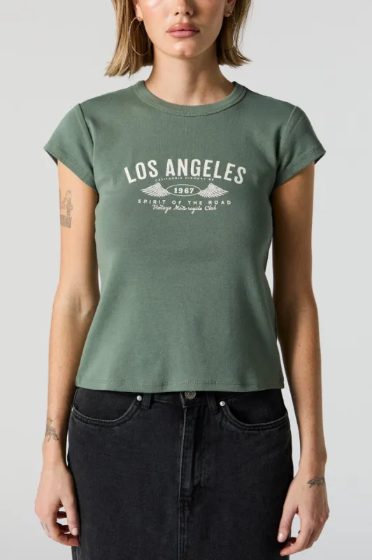 Los Angeles Graphic Fitted T-Shirt sold by Charlotte Russe