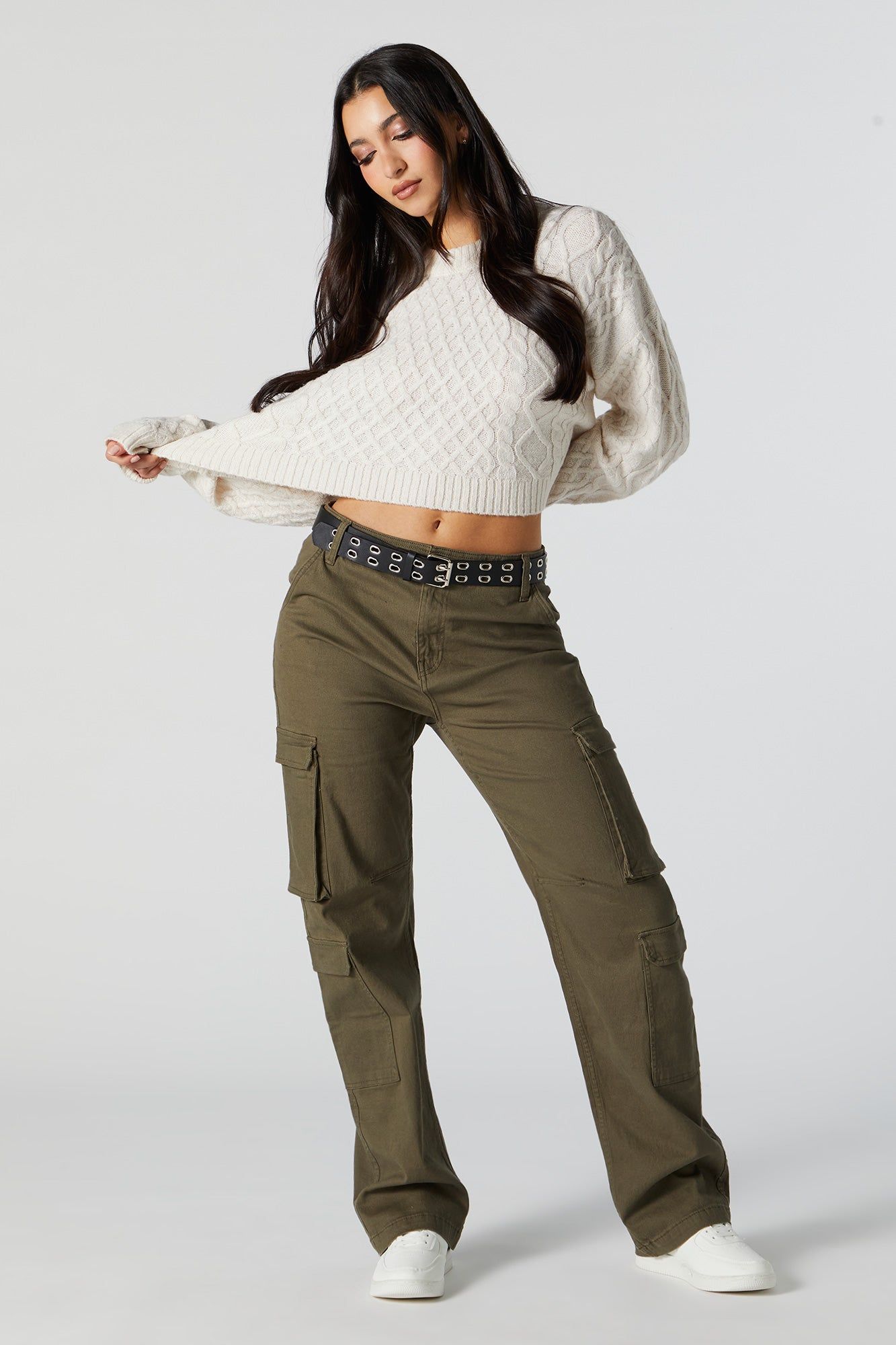Cable Knit Cropped Sweater sold by Charlotte Russe product image thumbnail 3