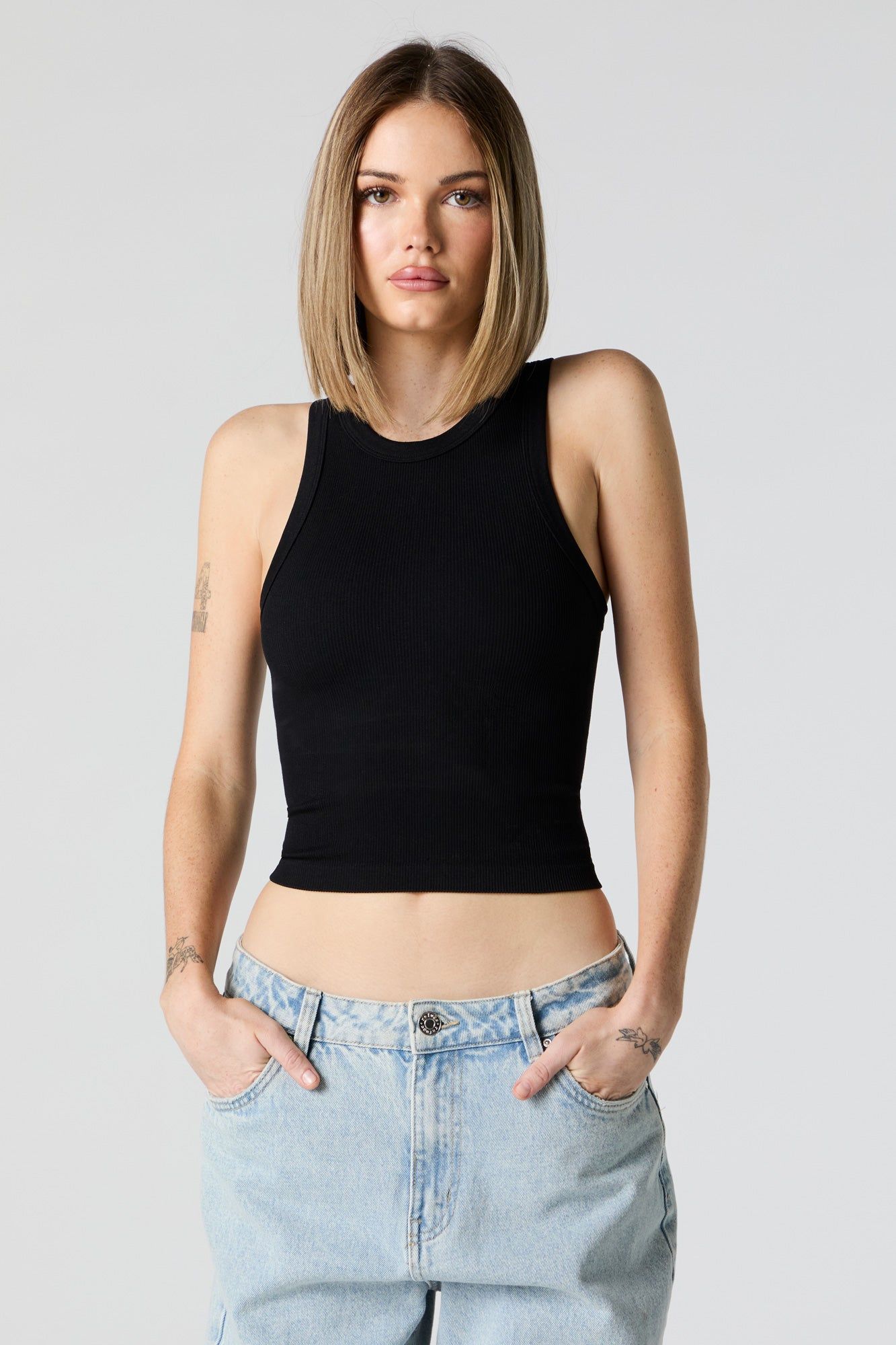 Seamless Ribbed High Neck Tank sold by Charlotte Russe product image thumbnail 3