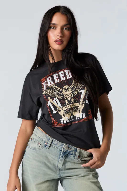 Freedom World Tour Graphic Boyfriend T-Shirt sold by Charlotte Russe