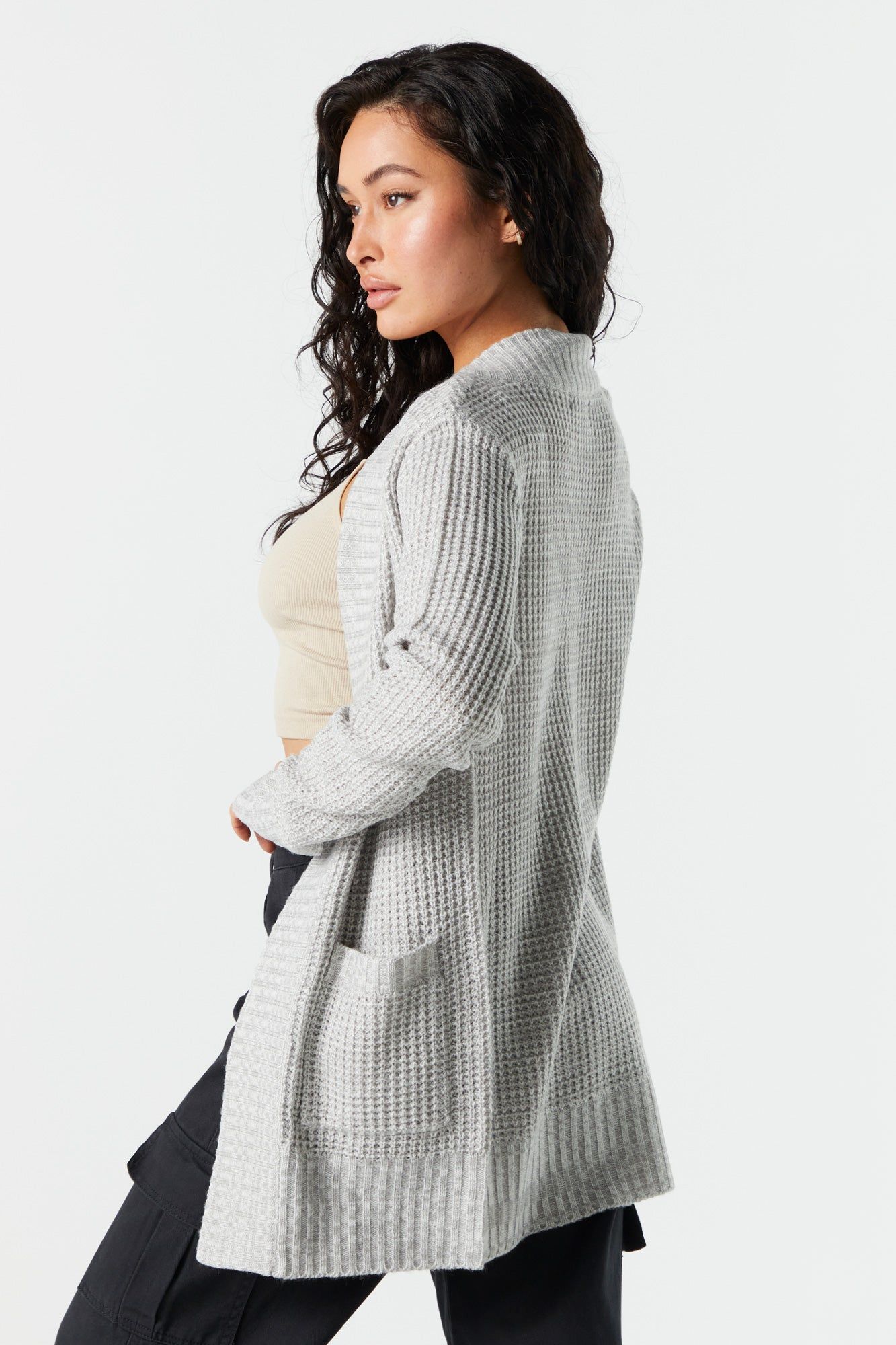 Waffle Knit Open Cardigan sold by Charlotte Russe product image thumbnail 2