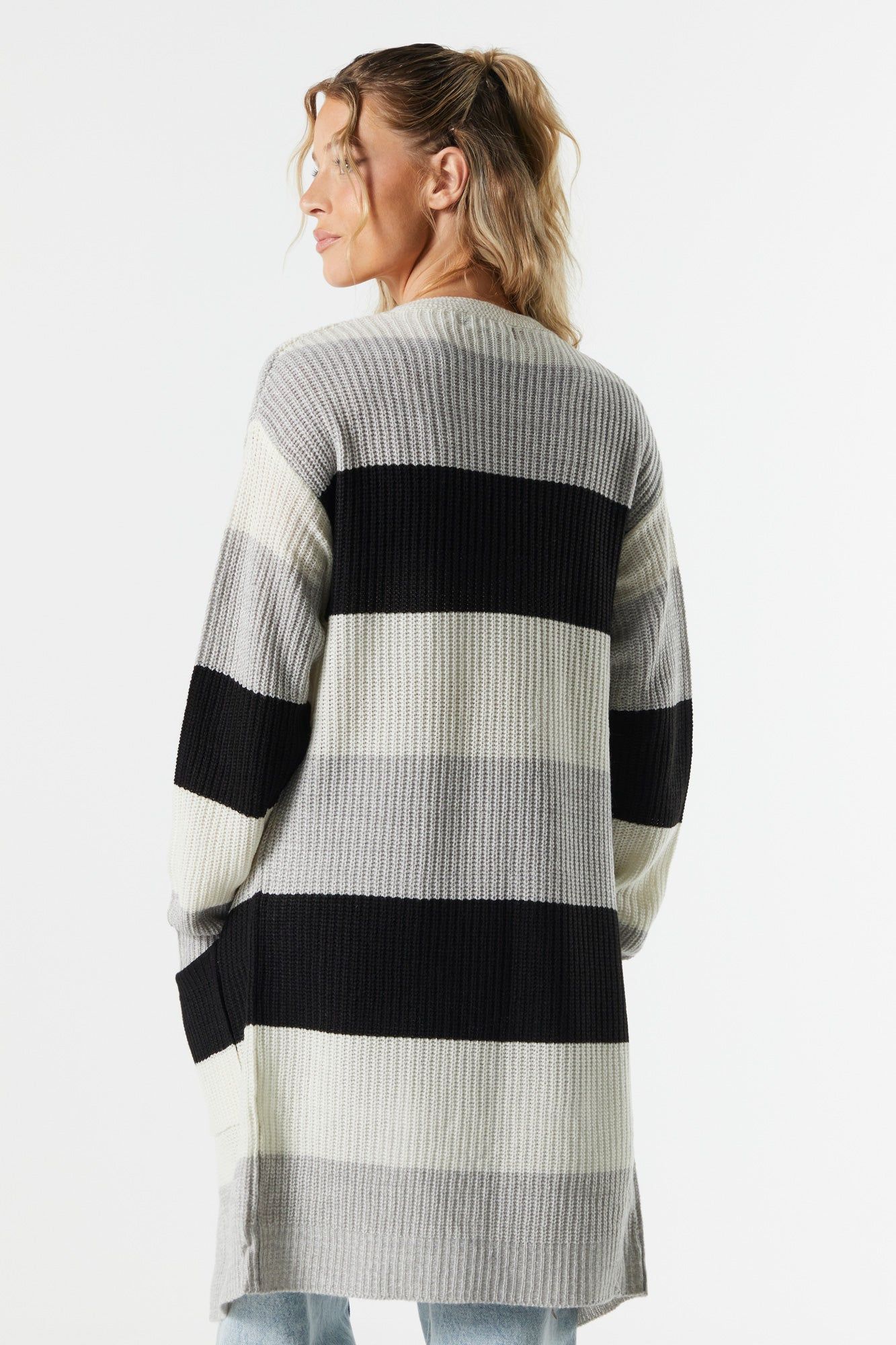 Striped Knit Open Cardigan sold by Charlotte Russe product image thumbnail 2