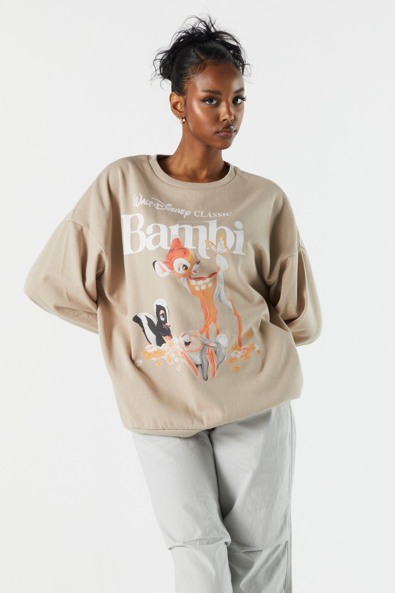 Bambi Graphic Fleece Sweatshirt sold by Charlotte Russe