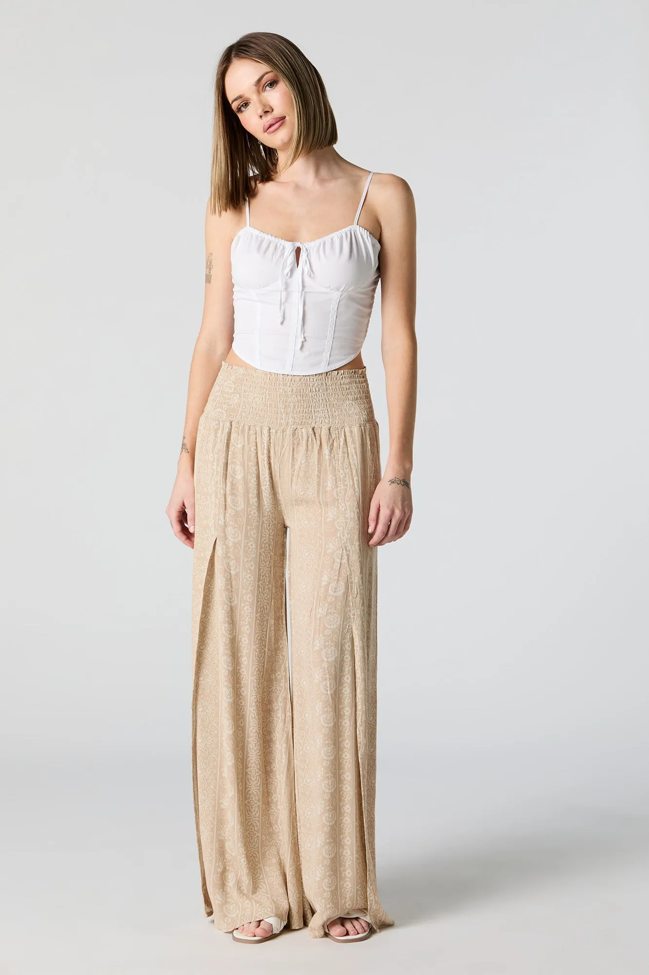 Floral Print Front Slit Palazzo Pant sold by Charlotte Russe