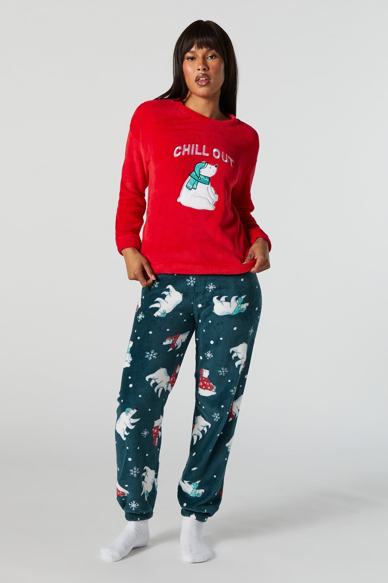 Plush Sleeping Chill Out 2 Piece Pajama Set sold by Charlotte Russe