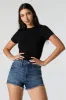 Ribbed Side Cinched Cropped T-Shirt sold by Charlotte Russe