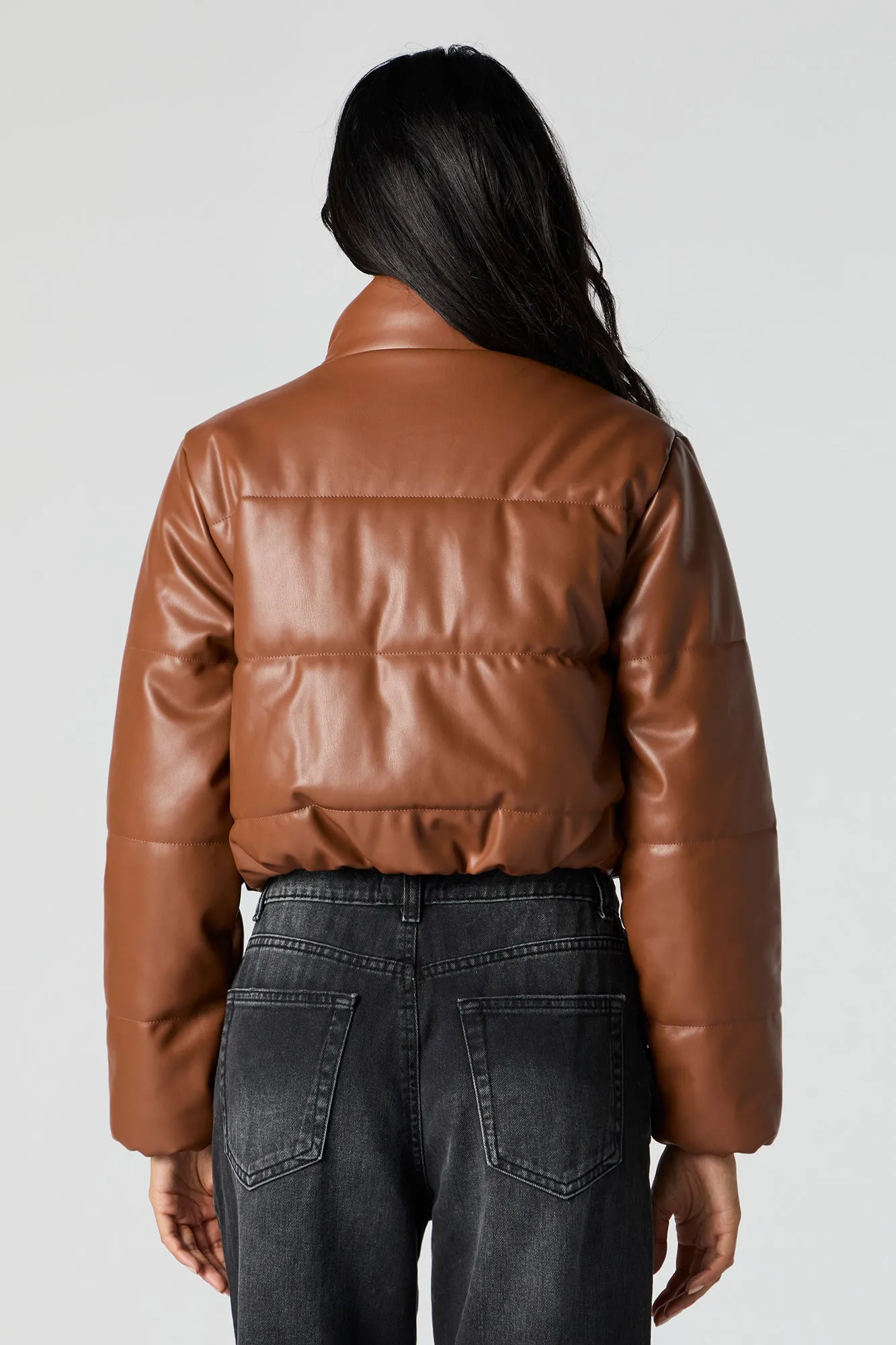 Faux Leather Cropped Puffer Jacket sold by Charlotte Russe product image thumbnail 2