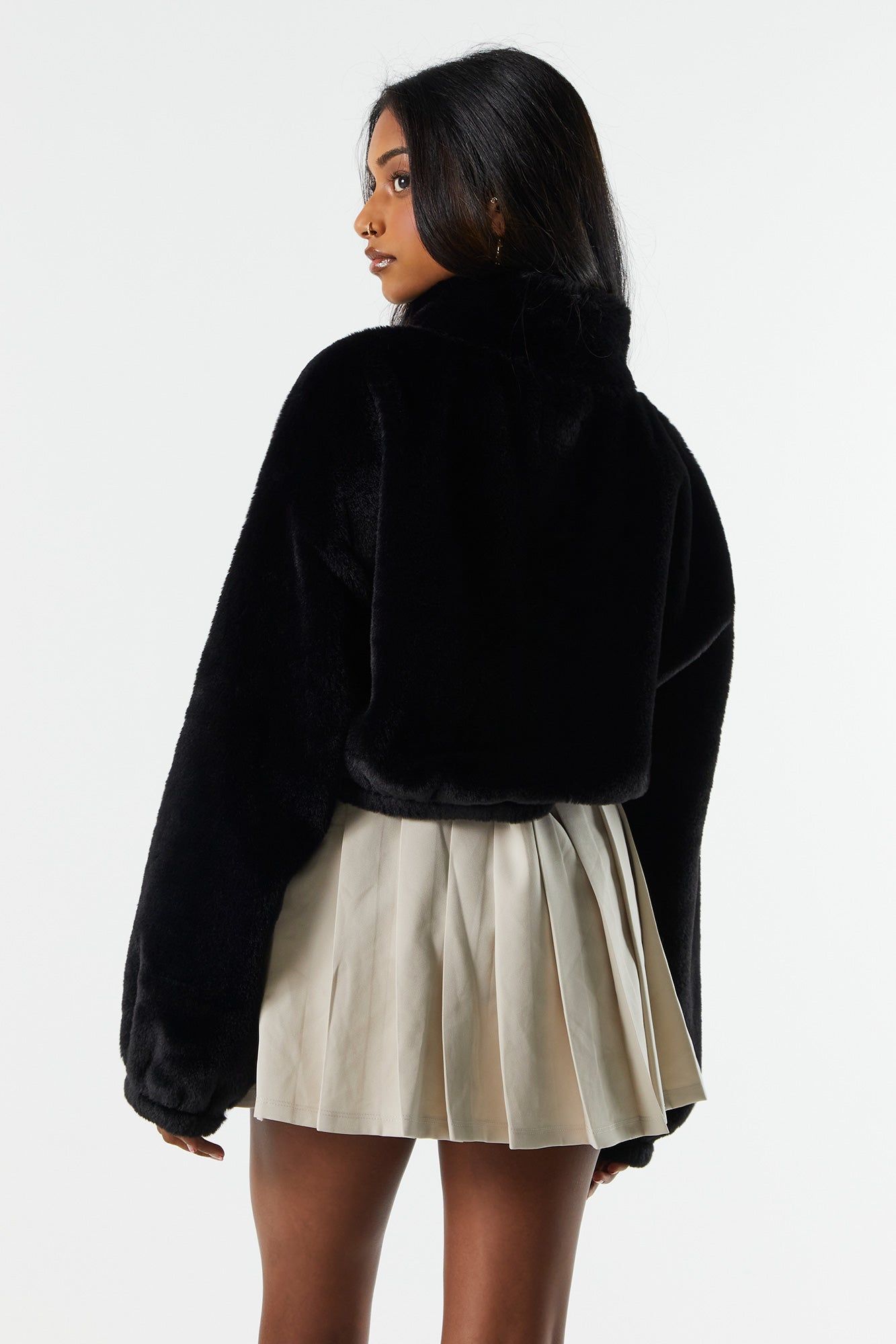 Plush Zip-Up Cropped Jacket sold by Charlotte Russe product image thumbnail 5