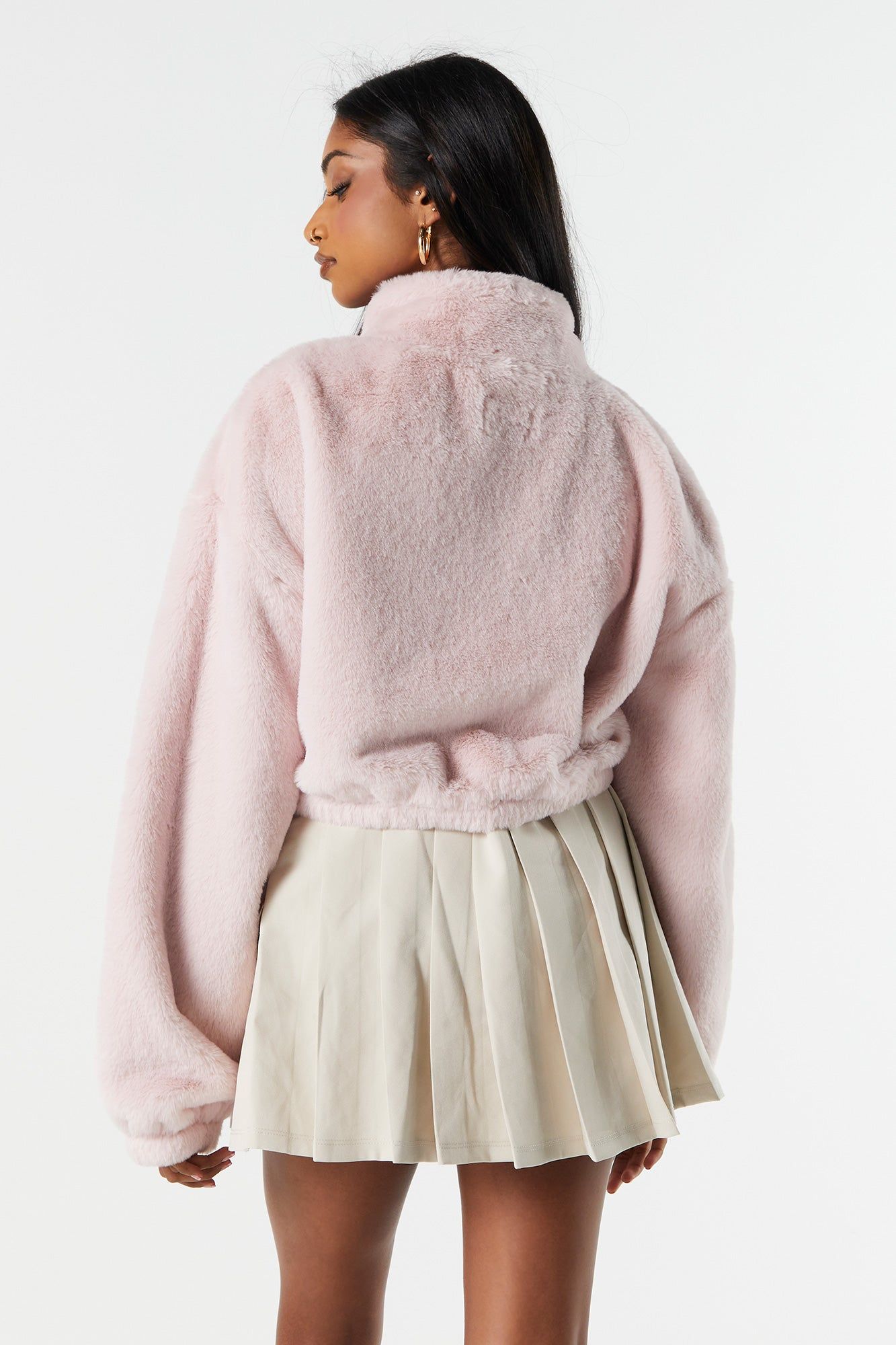 Plush Zip-Up Cropped Jacket sold by Charlotte Russe product image thumbnail 2