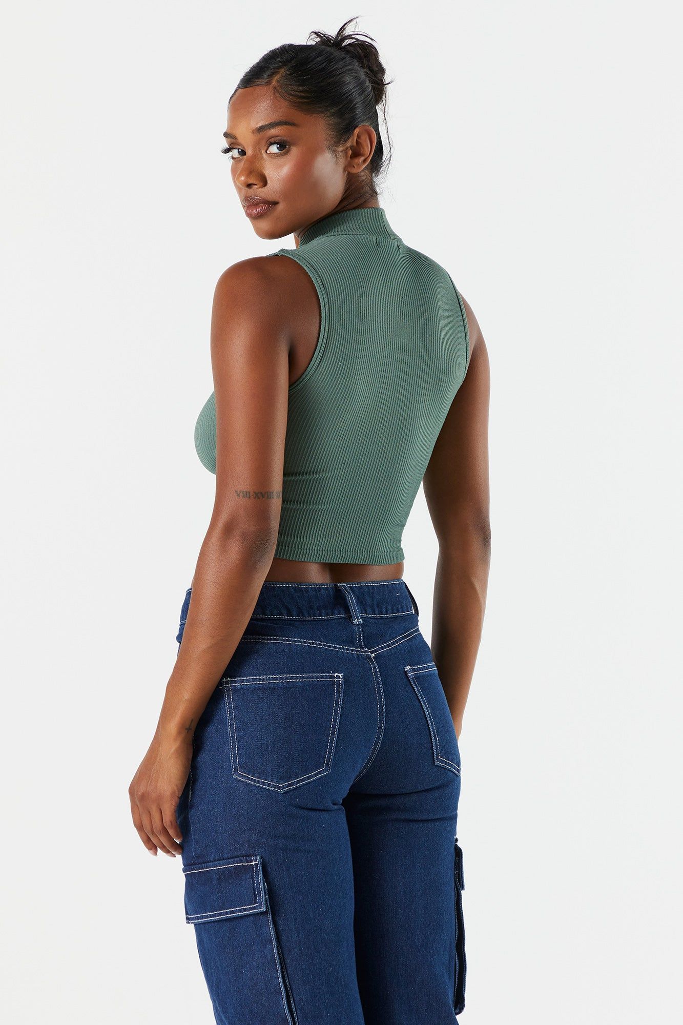 Seamless Ribbed Mock Neck Skimmer Tank sold by Charlotte Russe product image thumbnail 2