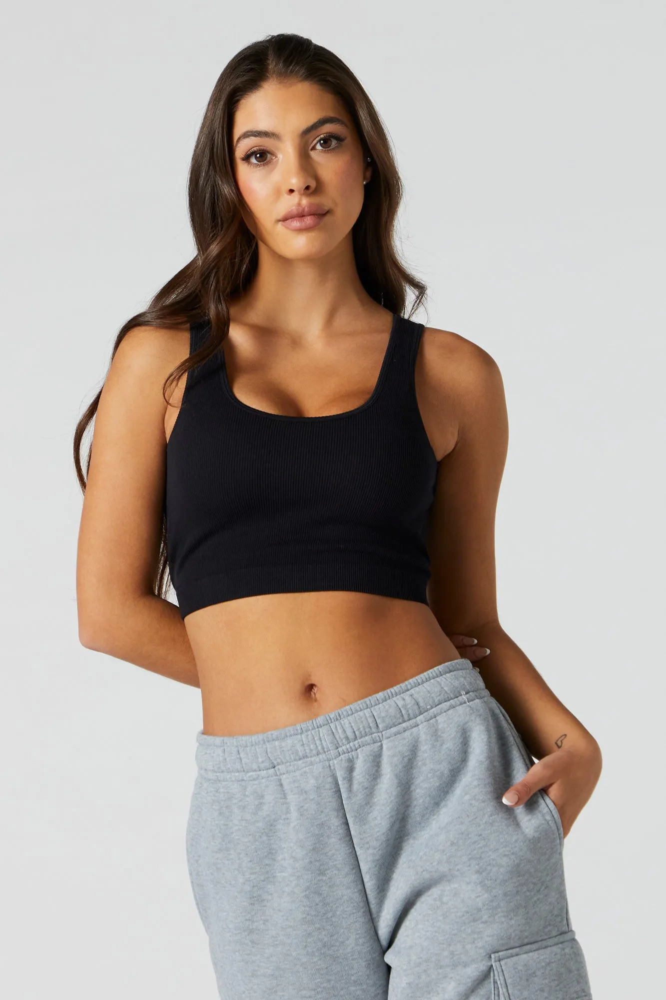 Striped Seamless Scoop Neck Cropped Tank sold by Charlotte Russe product image thumbnail 4