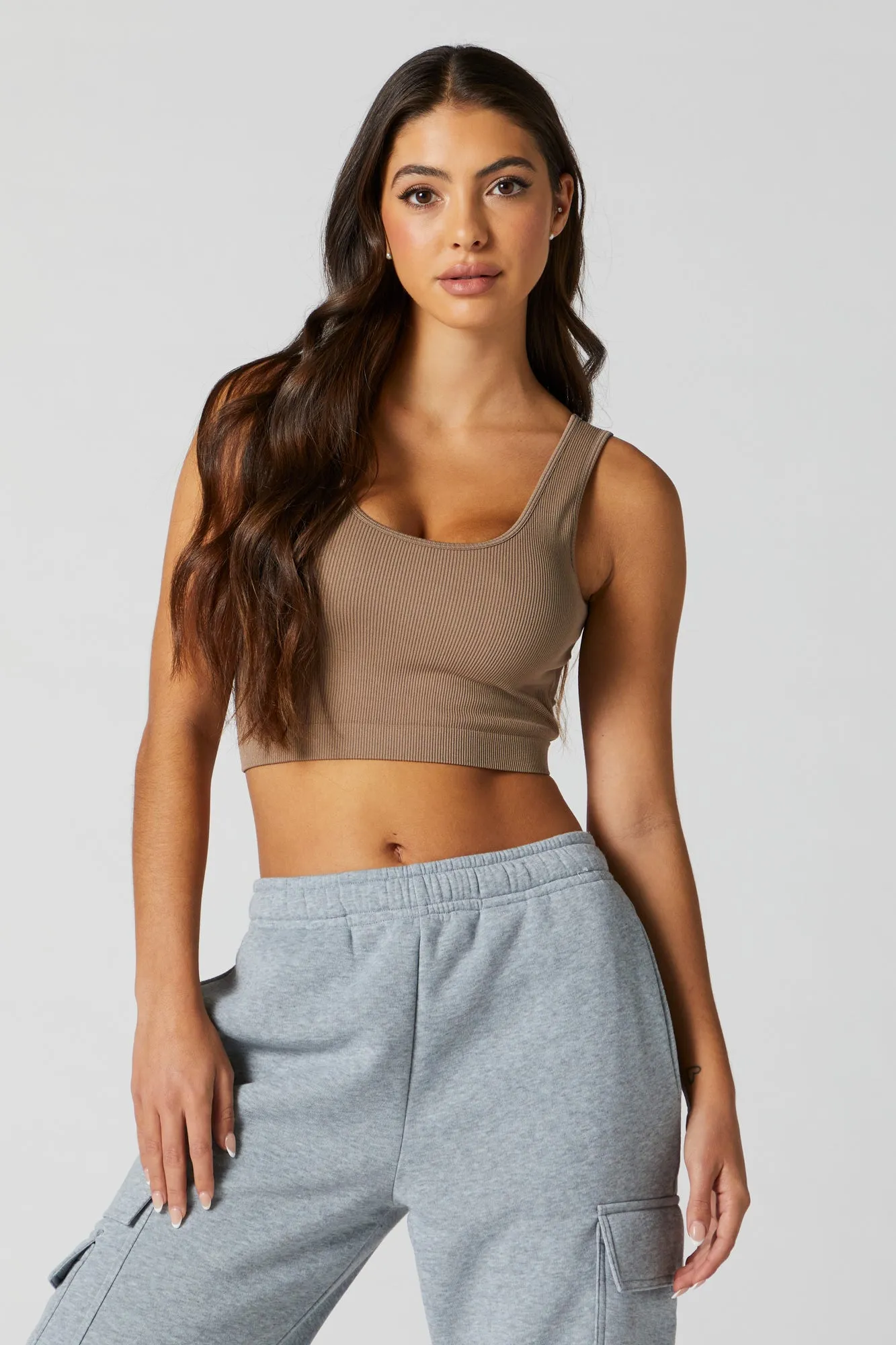 Striped Seamless Scoop Neck Cropped Tank sold by Charlotte Russe