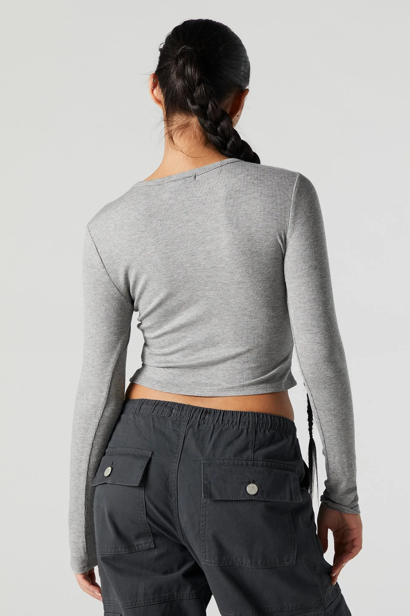 Rock and Roll Graphic Long Sleeve Crop Top sold by Charlotte Russe product image thumbnail 4