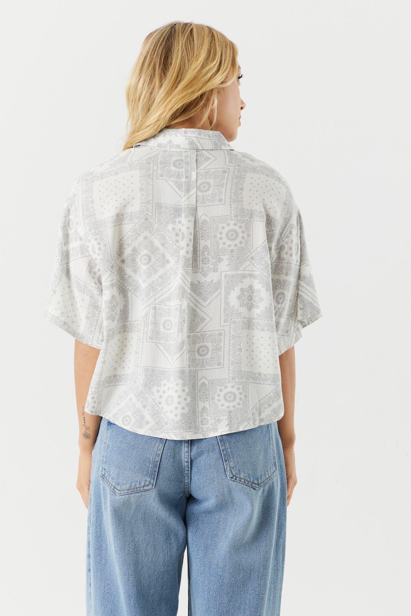 Paisley Print Cropped Button-Up Shirt sold by Charlotte Russe product image thumbnail 2