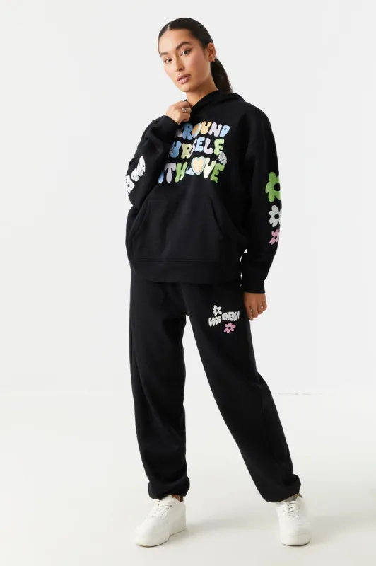 Surround Yourself With Love Graphic Boyfriend Jogger sold by Charlotte Russe