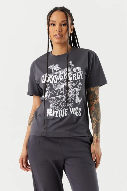 Positive Vibes Graphic Boyfriend T-Shirt sold by Charlotte Russe