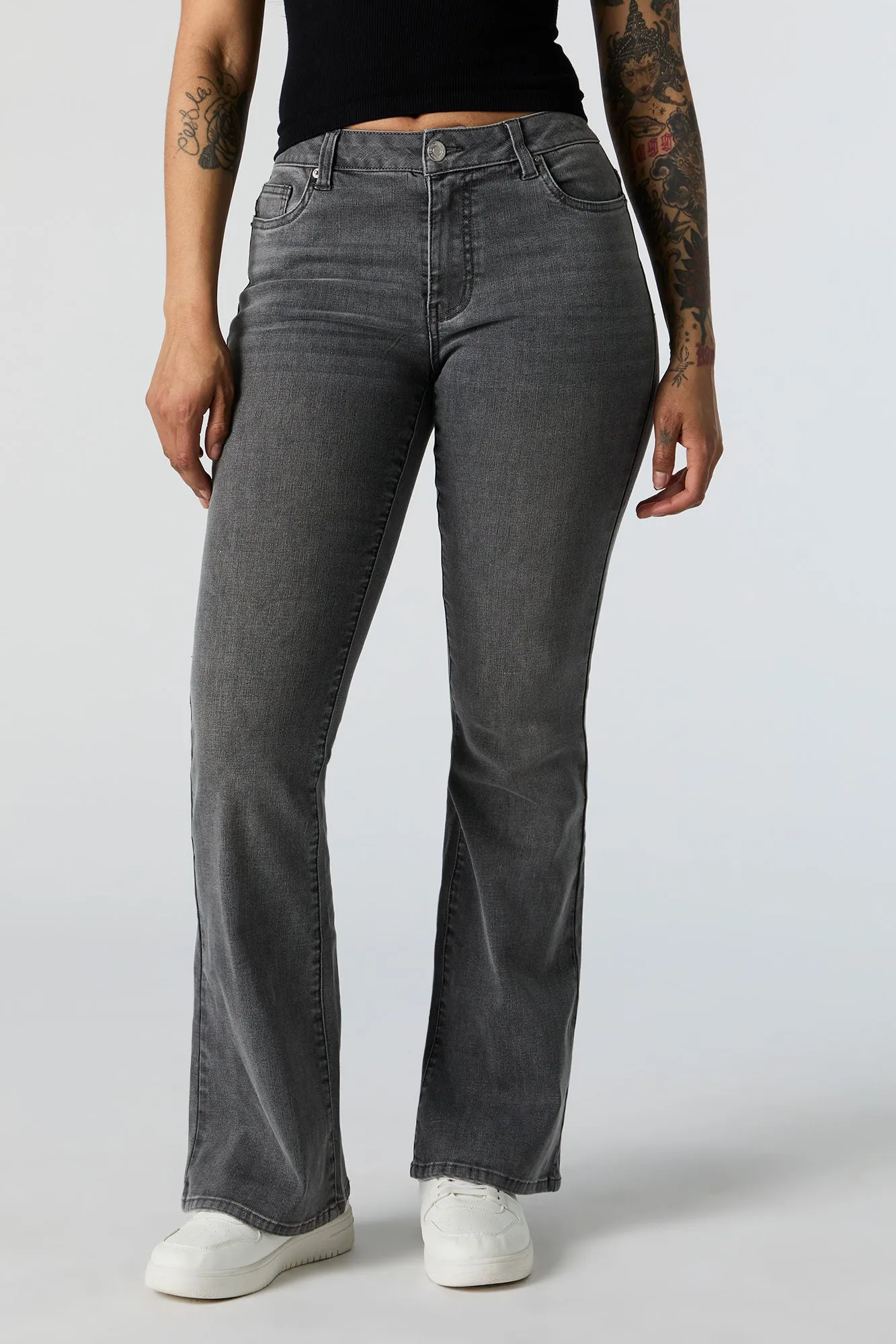 Austin Grey Wash Low Rise Flare Jean sold by Charlotte Russe product image thumbnail 2