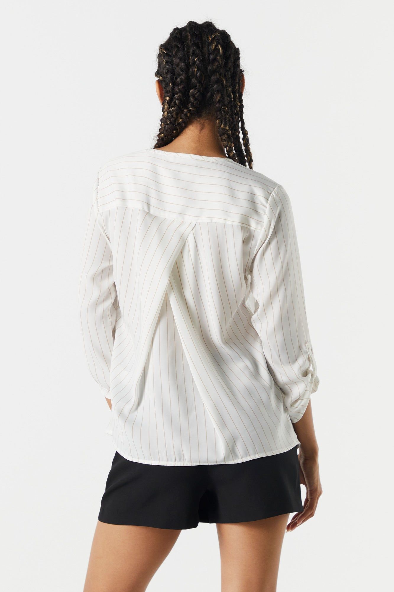 Pinstriped Satin V-Neck Blouse sold by Charlotte Russe product image thumbnail 2