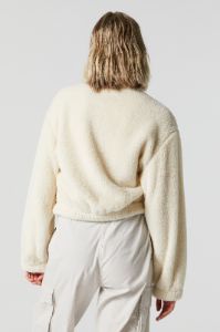 White Plush Bomber Jacket sold by Charlotte Russe