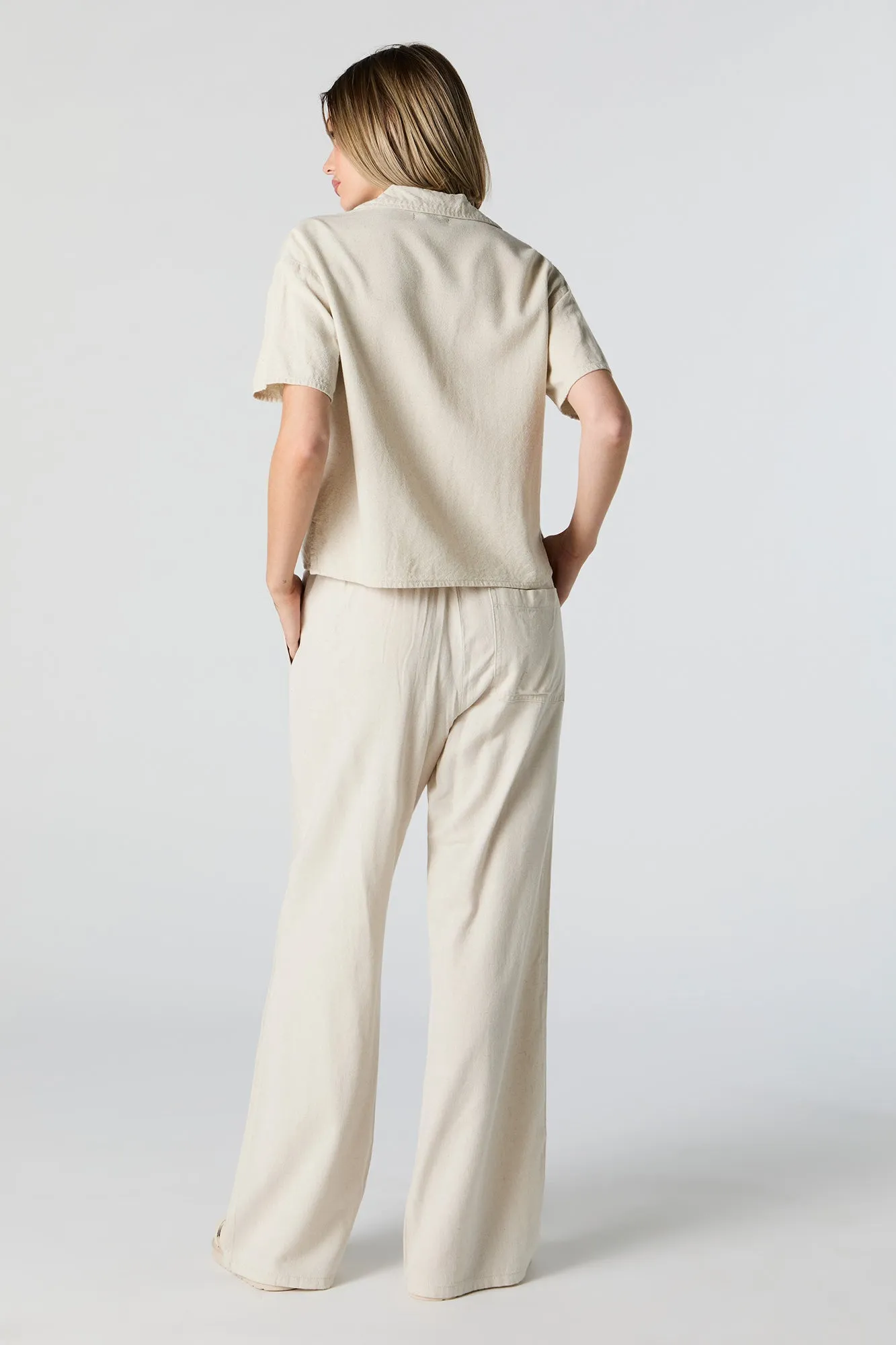 Linen Drawstring Straight Leg Pant sold by Charlotte Russe product image thumbnail 3
