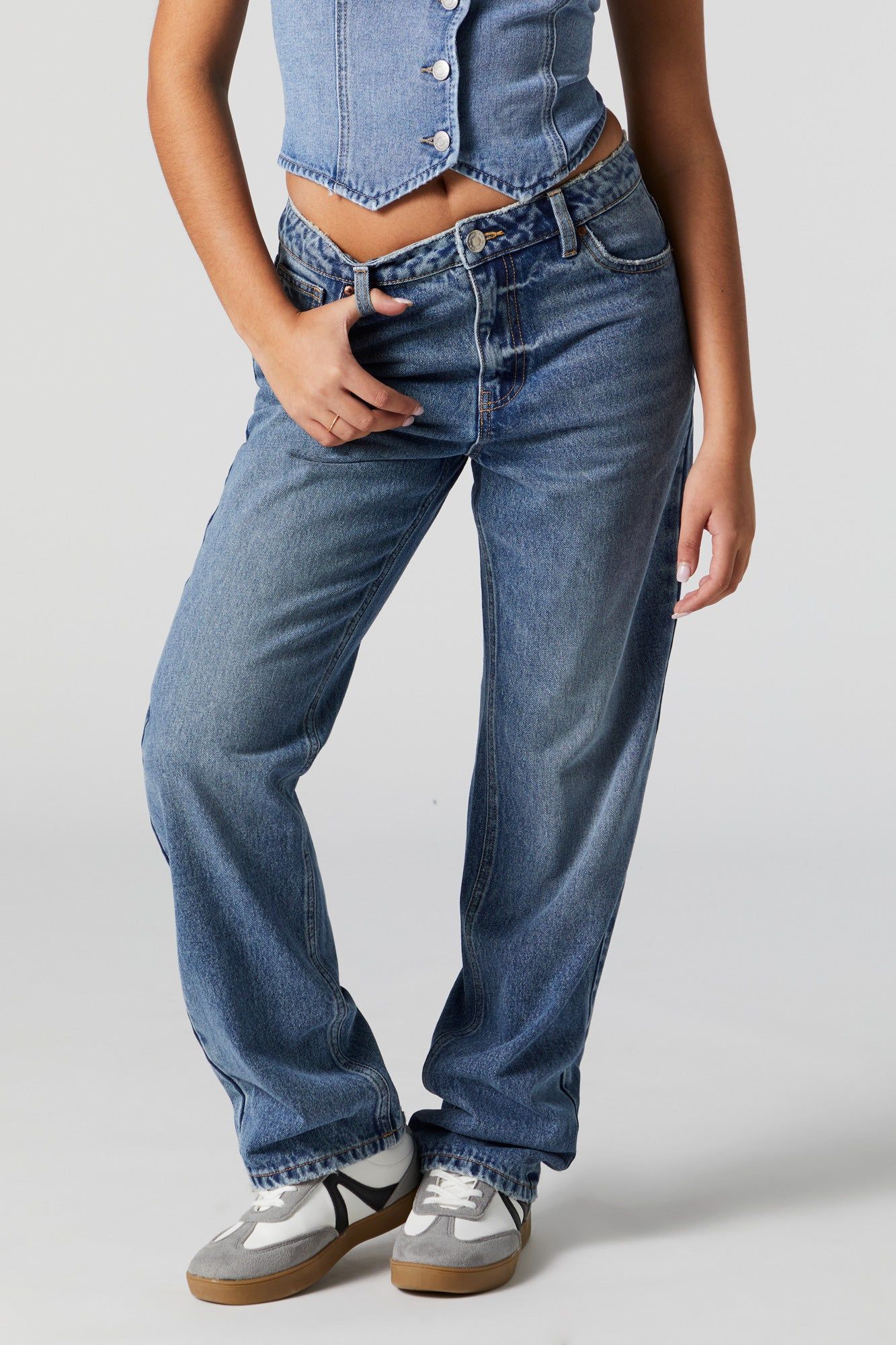 Light Wash High Rise Straight Leg Jean sold by Charlotte Russe product image thumbnail 2