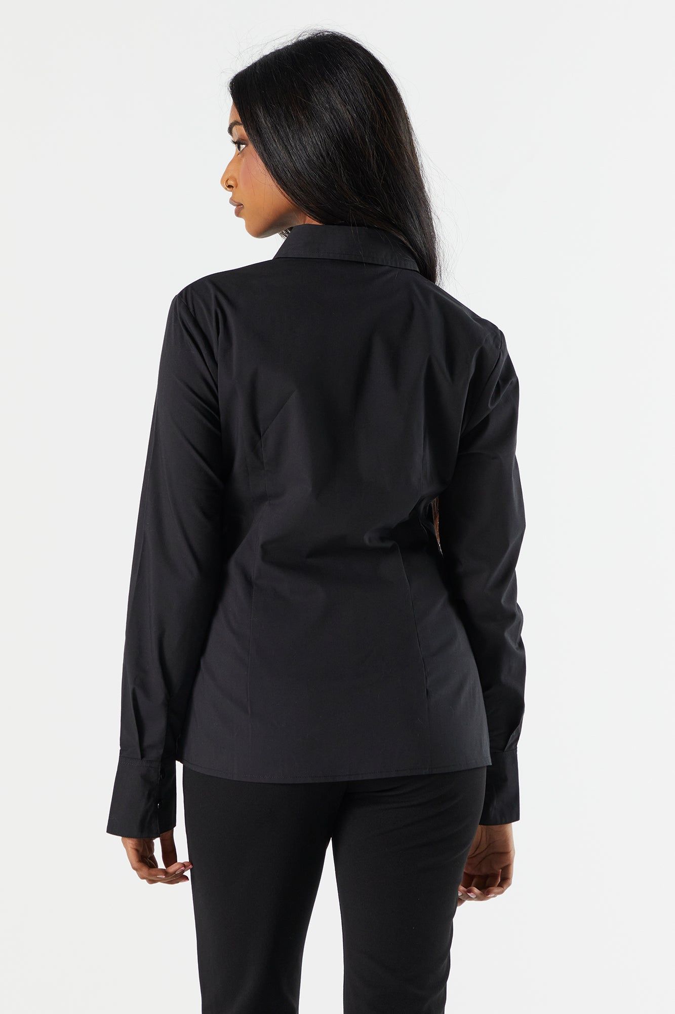 Poplin Button-Up Fitted Shirt sold by Charlotte Russe product image thumbnail 5