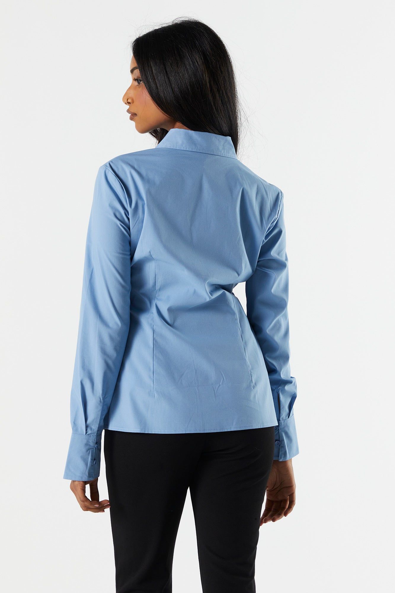 Poplin Button-Up Fitted Shirt sold by Charlotte Russe product image thumbnail 2