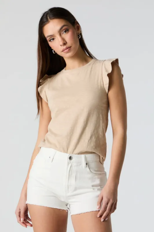 Washed Flutter Sleeve Top sold by Charlotte Russe