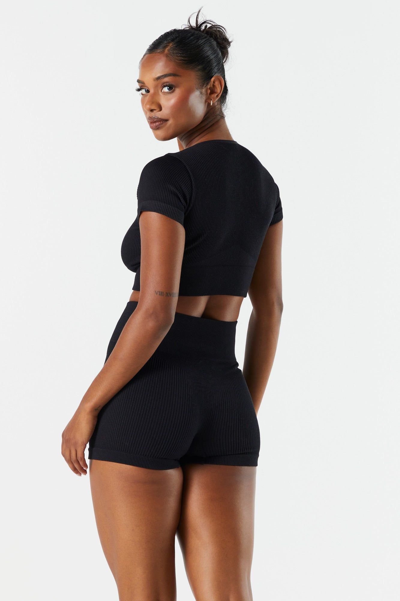 Sommer Ray Seamless Ribbed High Rise Active Shortie sold by Charlotte Russe product image thumbnail 3