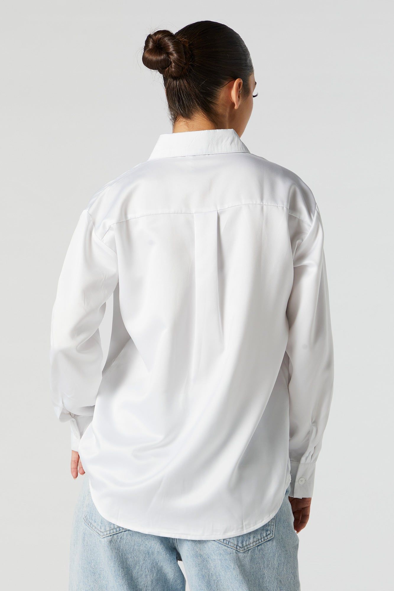 Oversized Satin Button-Up Top sold by Charlotte Russe product image thumbnail 2