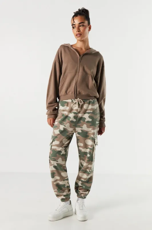 Camo Fleece Cargo Jogger sold by Charlotte Russe