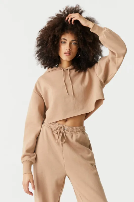 Fleece Cropped Drawstring Hoodie sold by Charlotte Russe