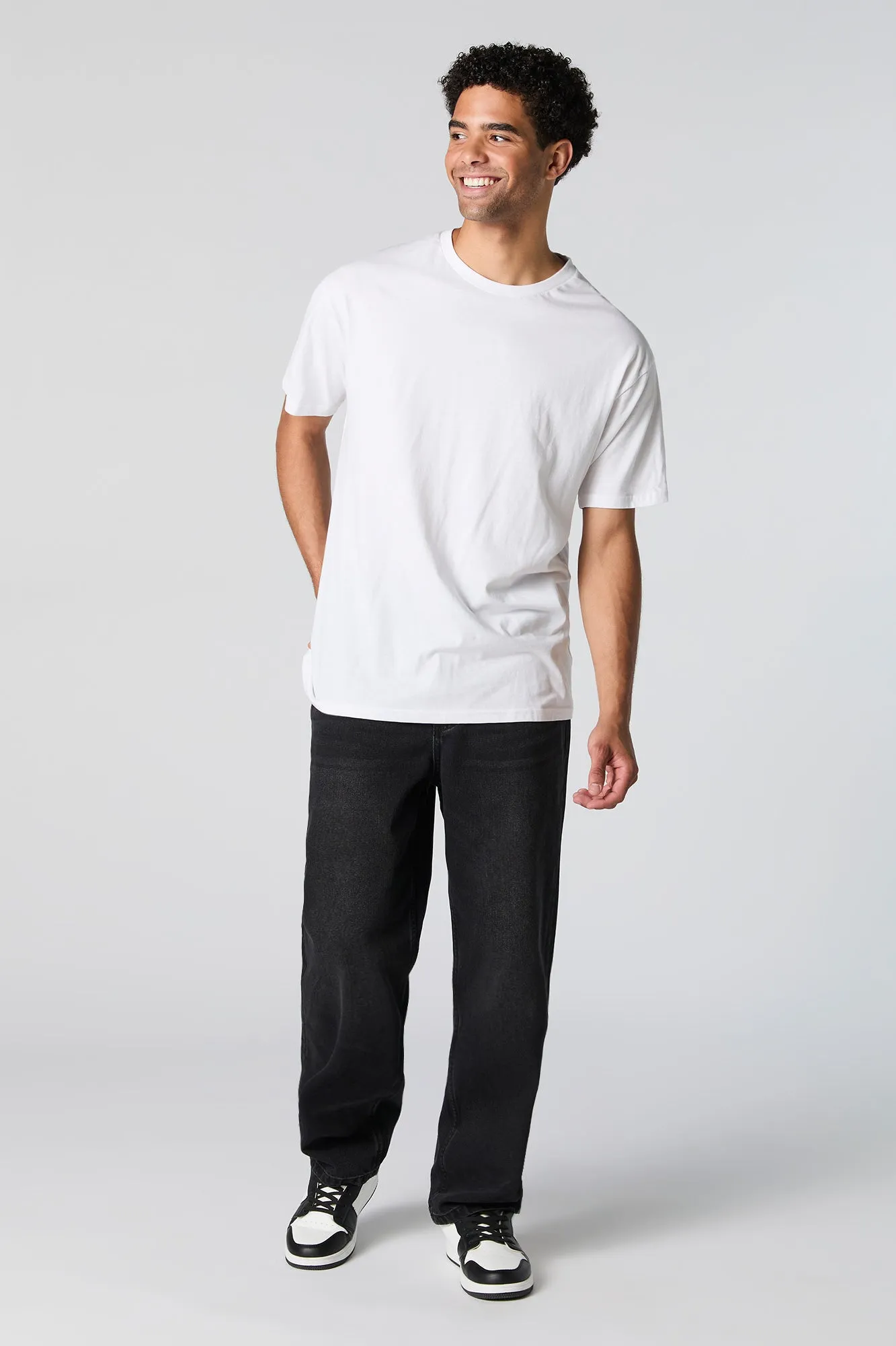 Black Wash Baggy Rigid Denim Jean sold by Charlotte Russe product image thumbnail 2