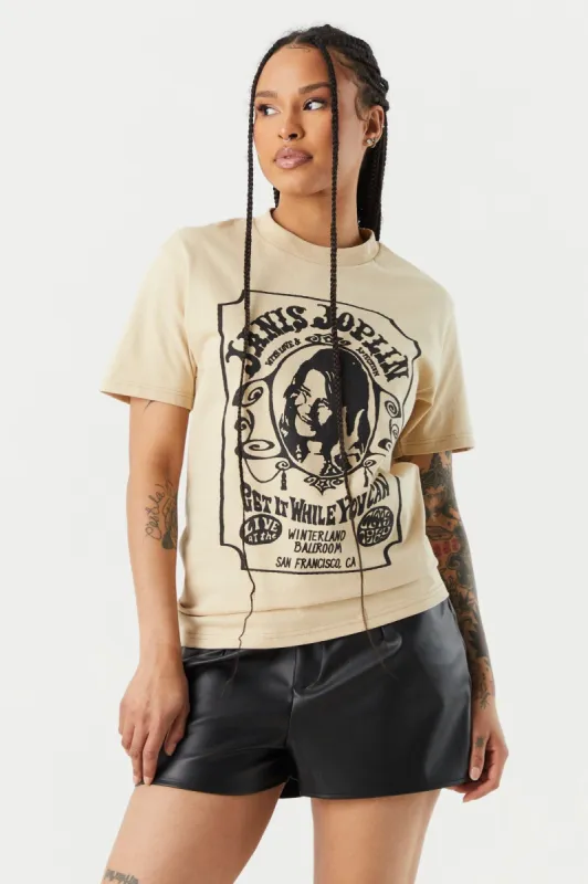 Janis Joplin Graphic Boyfriend T-Shirt sold by Charlotte Russe