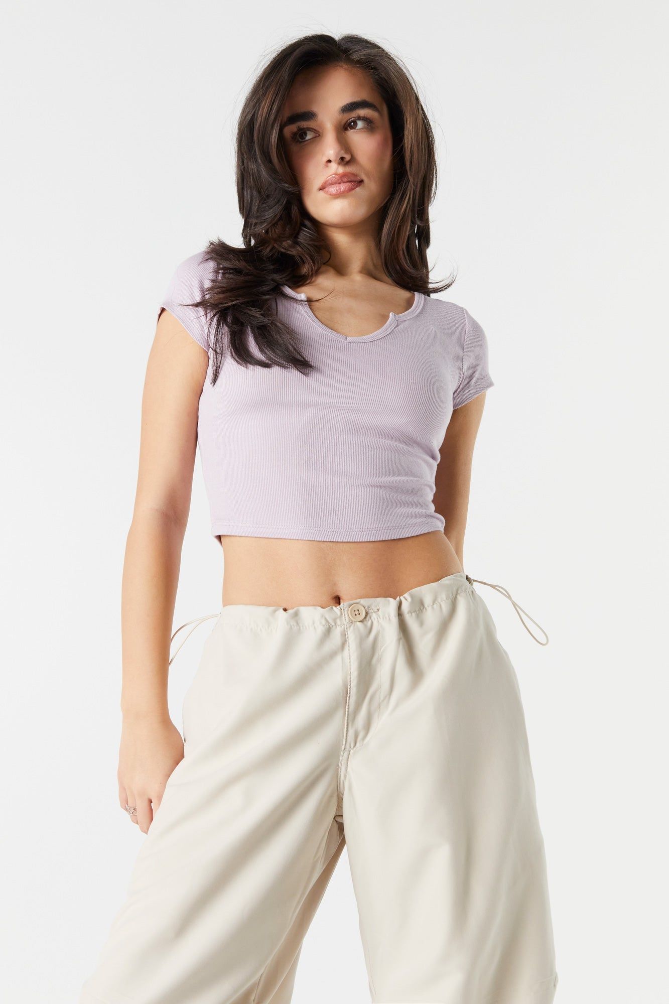 Ribbed Cropped T-Shirt sold by Charlotte Russe product image thumbnail 4