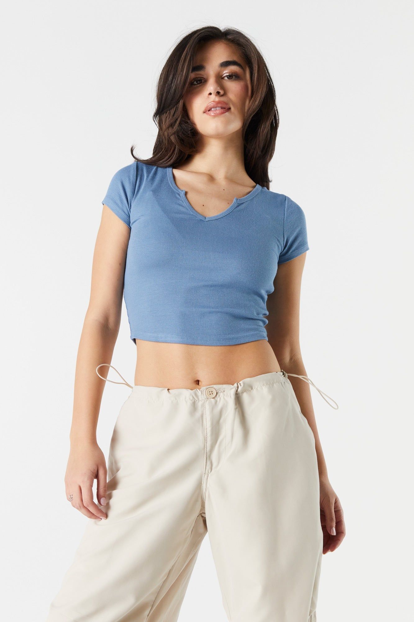 Ribbed Cropped T-Shirt sold by Charlotte Russe