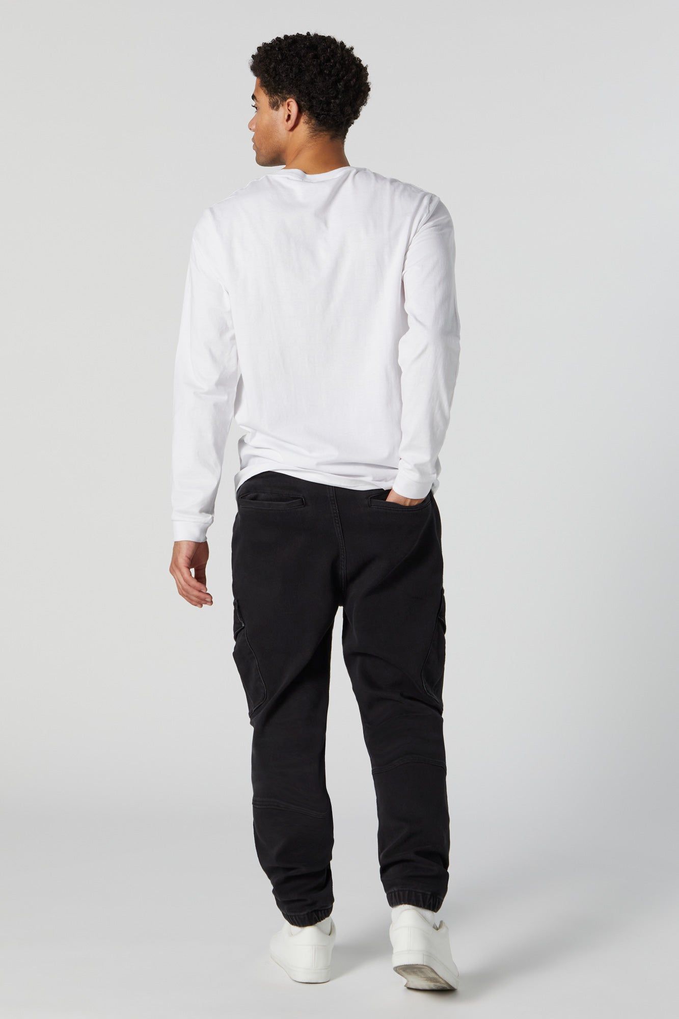 Black Wash Denim Cargo Jogger sold by Charlotte Russe product image thumbnail 3