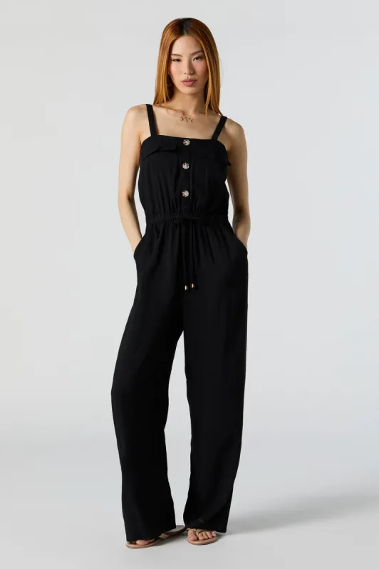 Button Front Sleeveless Jumpsuit sold by Charlotte Russe