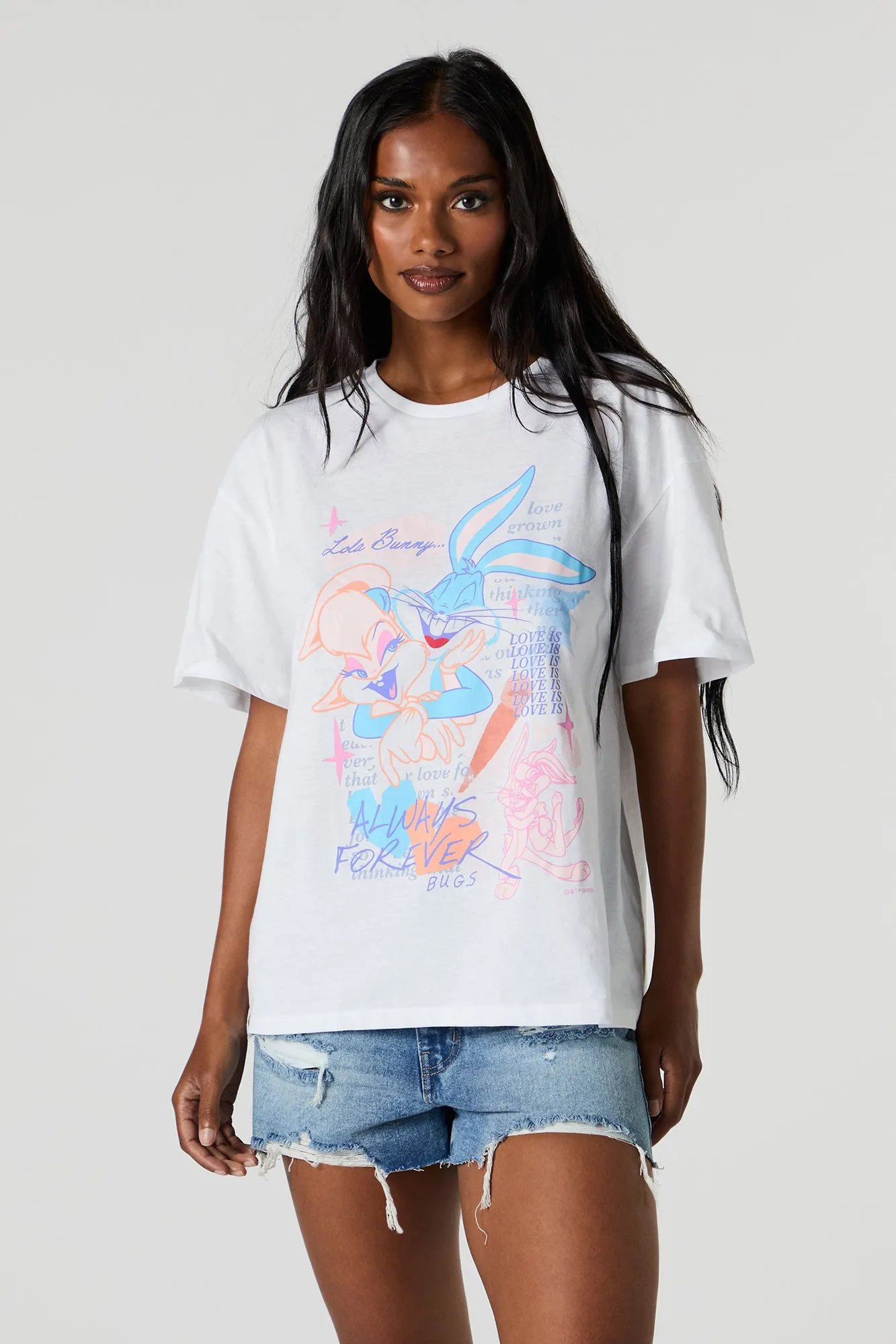 Lola and Bugs Bunny Graphic Boyfriend T-Shirt sold by Charlotte Russe