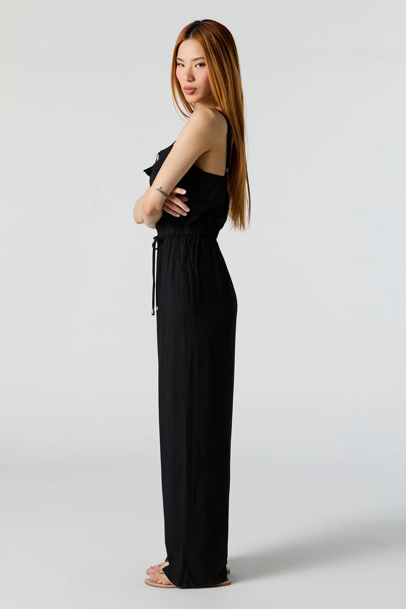 Button Front Sleeveless Jumpsuit sold by Charlotte Russe product image thumbnail 3