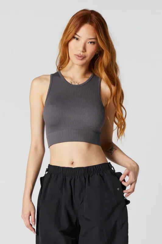 Striped Seamless Ribbed High Neck Tank sold by Charlotte Russe