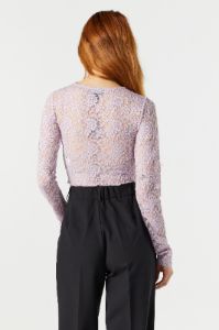 Floral Lace Long Sleeve Crop Top sold by Charlotte Russe